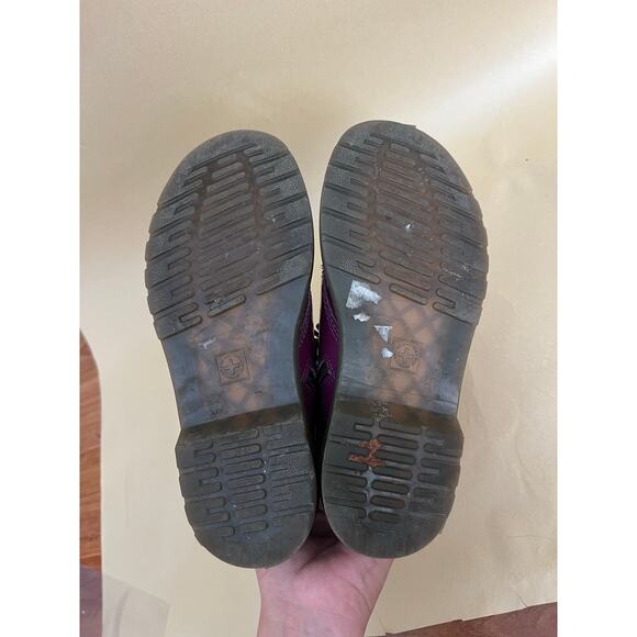 Dr. Martens Delaney Purple Patent Leather Combat Boots Youth Girls Zip Lace - Picture 7 of 12